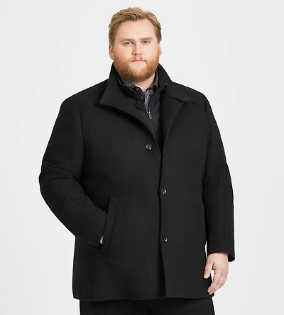 Funnel Collar Wool Blend Coat