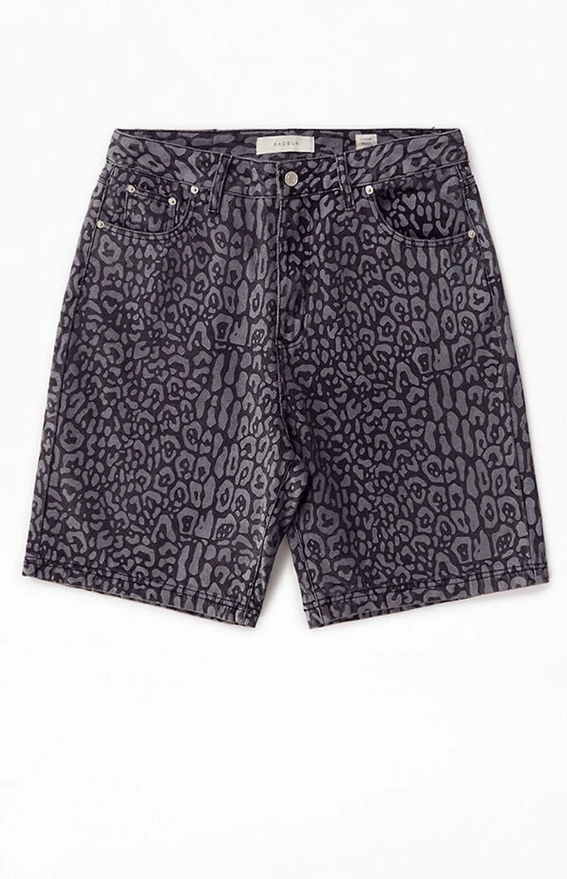 Pacsun Dark Leopard Denim Baggy Shorts