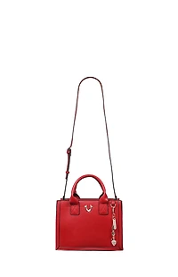 True Religion Red Modern Edge Charm Tote Bag