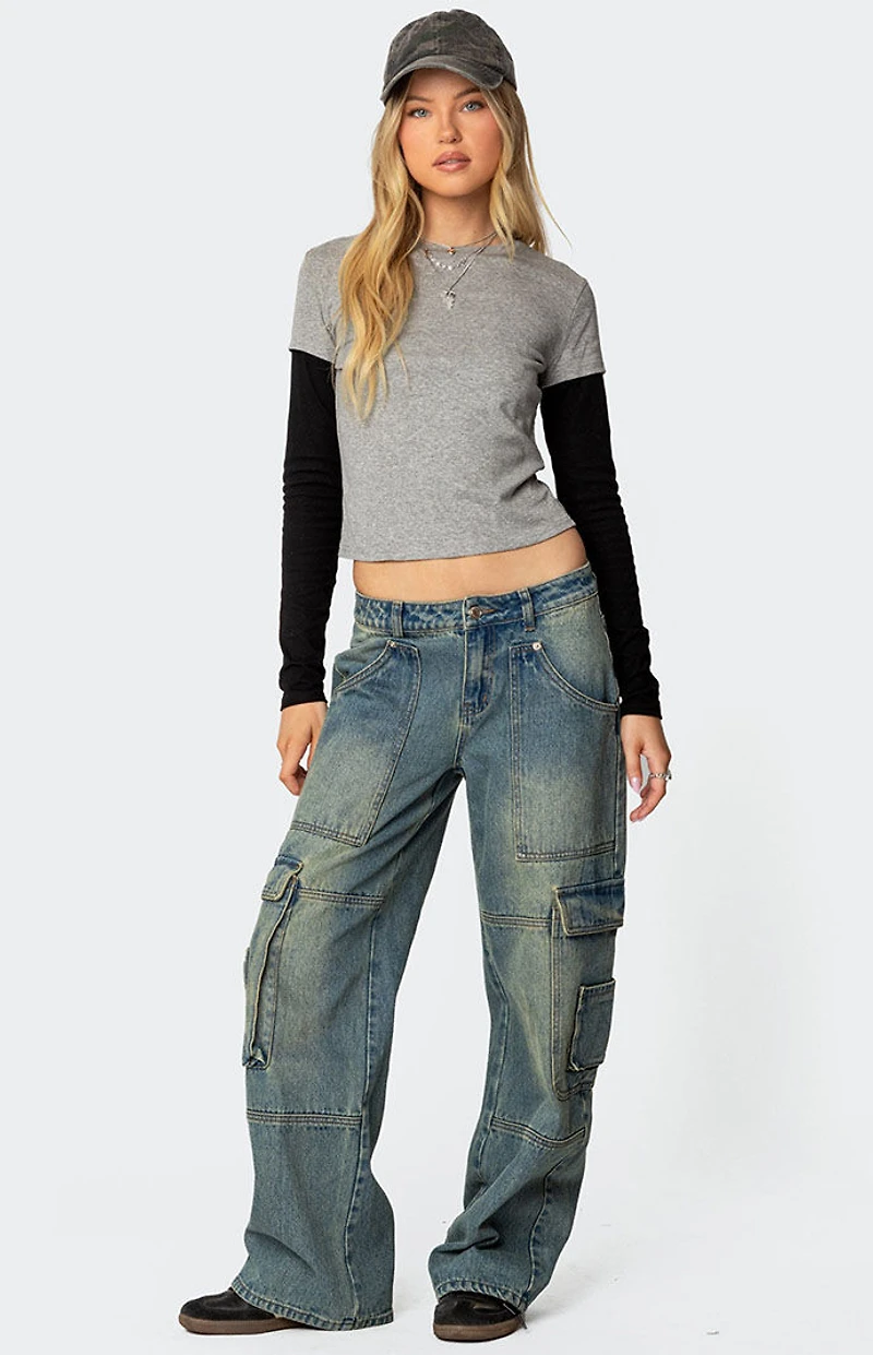 Edikted Lucine Layered Long Sleeve T-Shirt