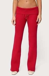 Edikted Adannah Foldover Ribbed Knit Pants