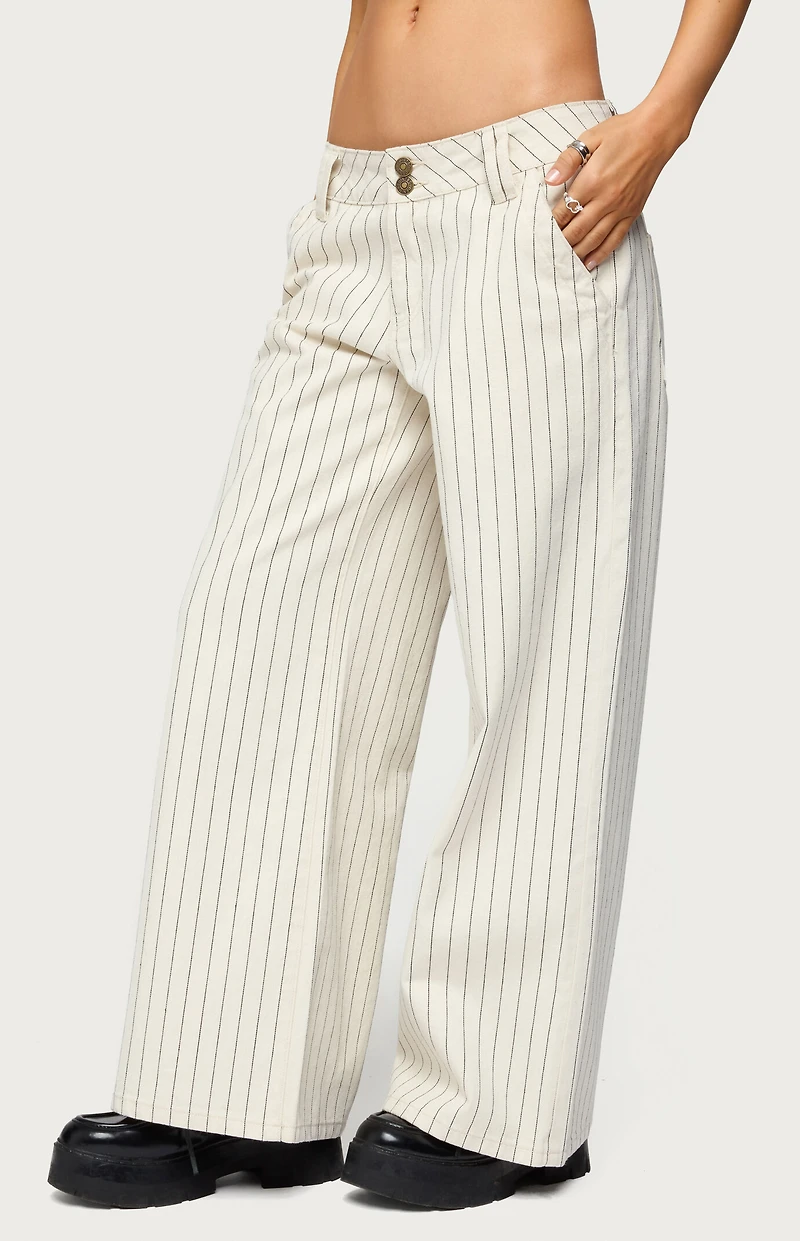 Edikted Petite Cory Striped Low Rise Jeans