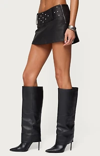 Edikted Luella Studded Faux Leather Mini Skort