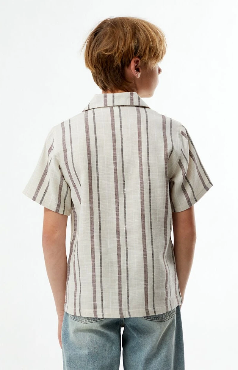 Pacsun Kids Brown Striped Textured Camp Shirt