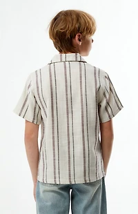 Pacsun Kids Brown Striped Textured Camp Shirt