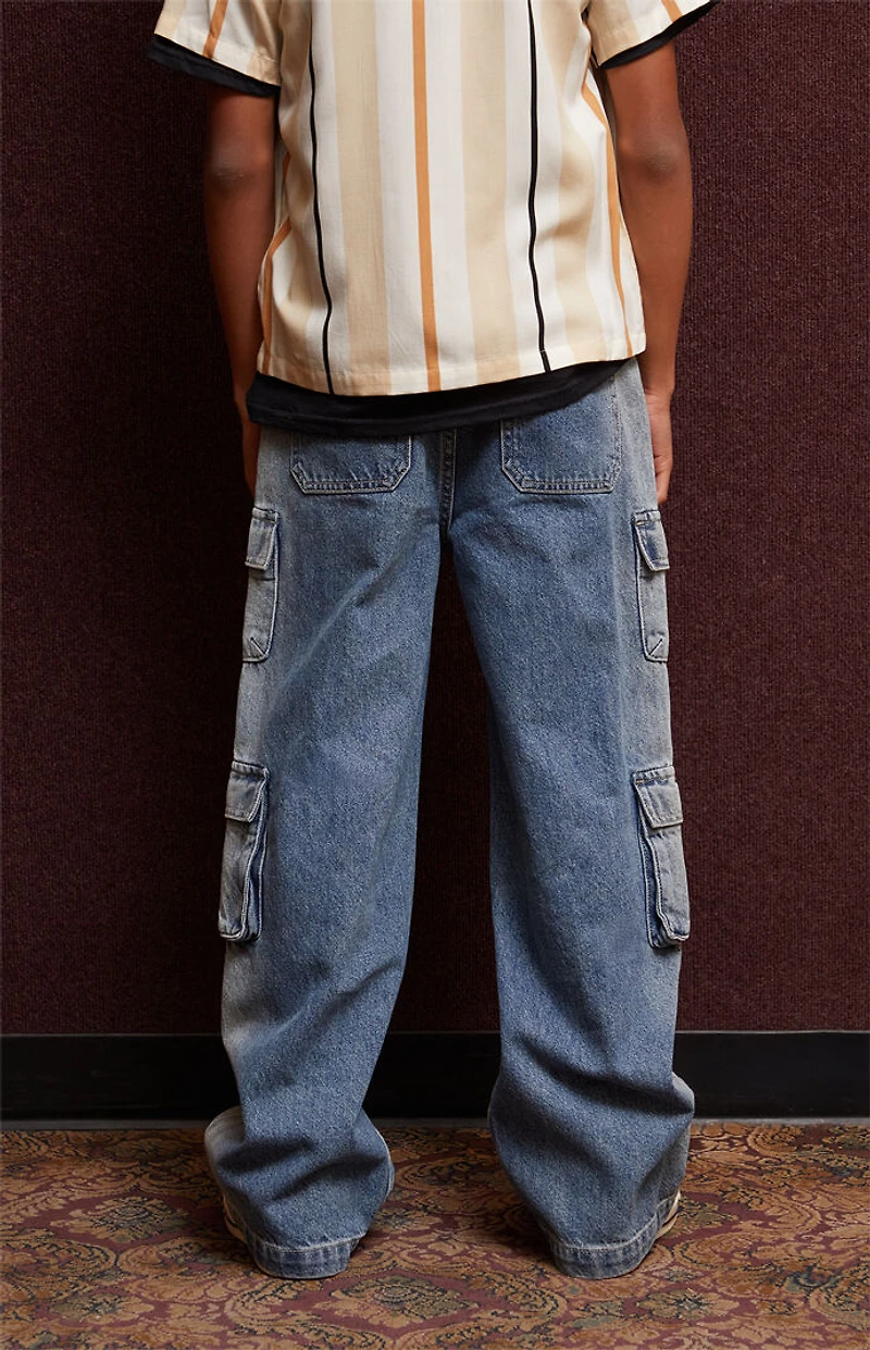 Pacsun Kids Medium Indigo Baggy Cargo Jeans