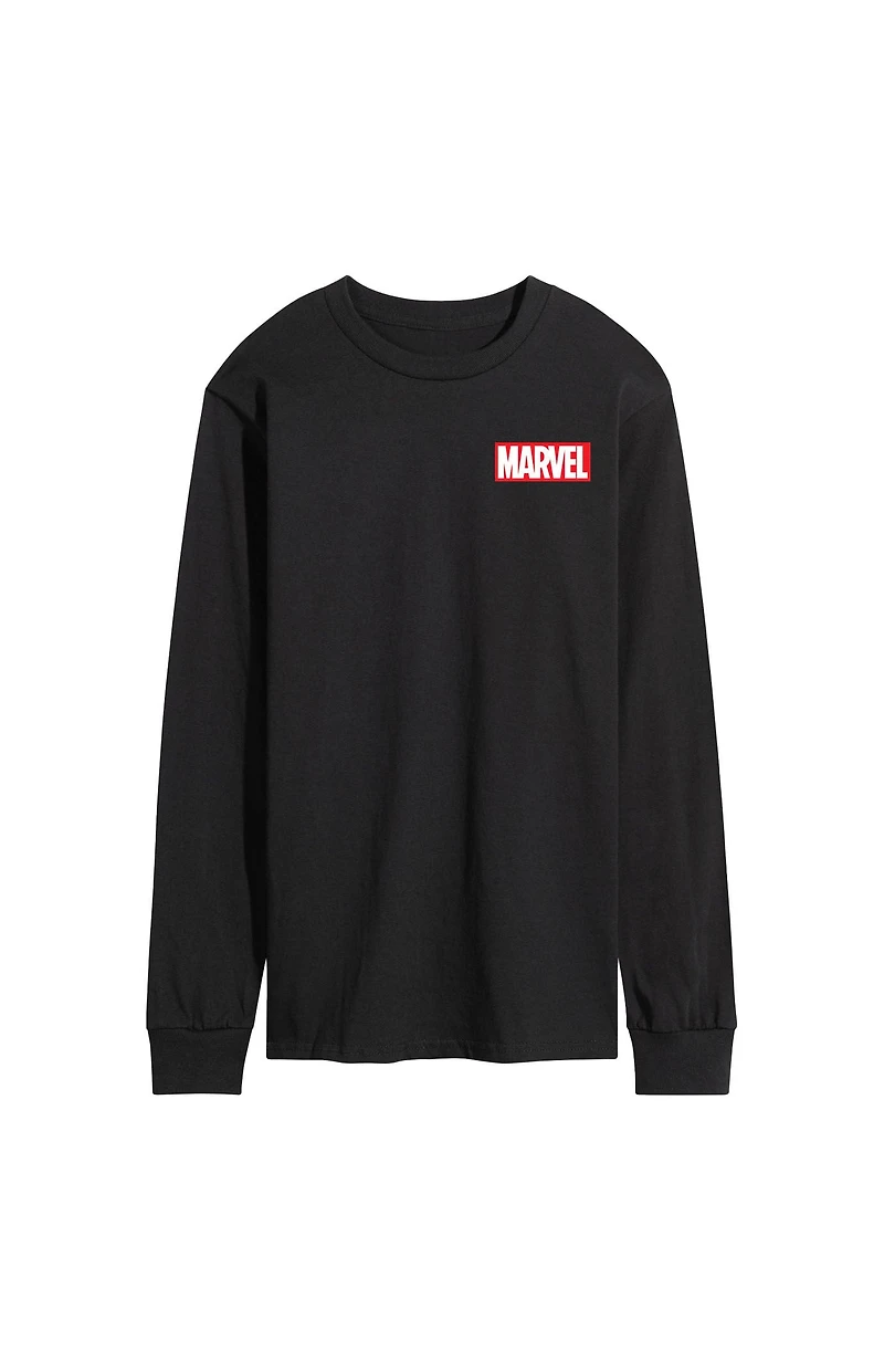 Hybrid Apparel Marvel Logo Collage Long Sleeve T-Shirt