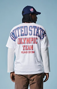 Olympics White Milano Cortina Team USA Puff Graphic T-Shirt