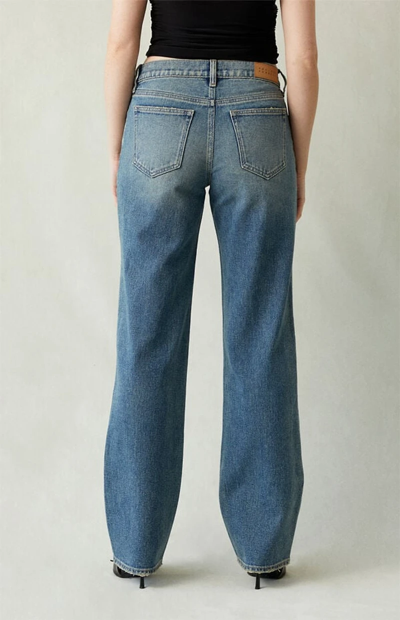 Pacsun Jordyn Low Rise Straight Leg Jeans Medium Blue Tinted
