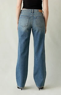 Pacsun Jordyn Low Rise Straight Leg Jeans Medium Blue Tinted