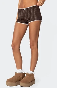 Edikted Juliana Polka Dot Ribbed Shorts
