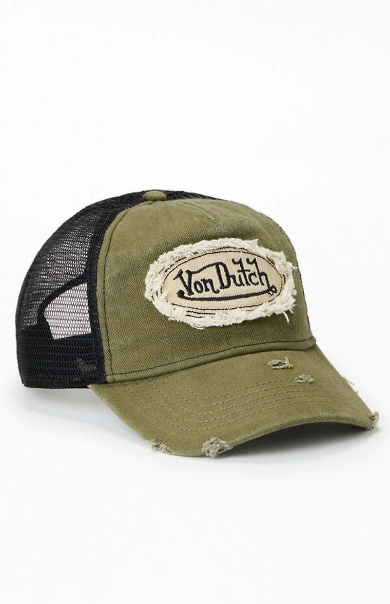 Von Dutch Denim Ripped Trucker Hat