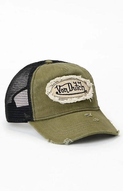 Von Dutch Denim Ripped Trucker Hat