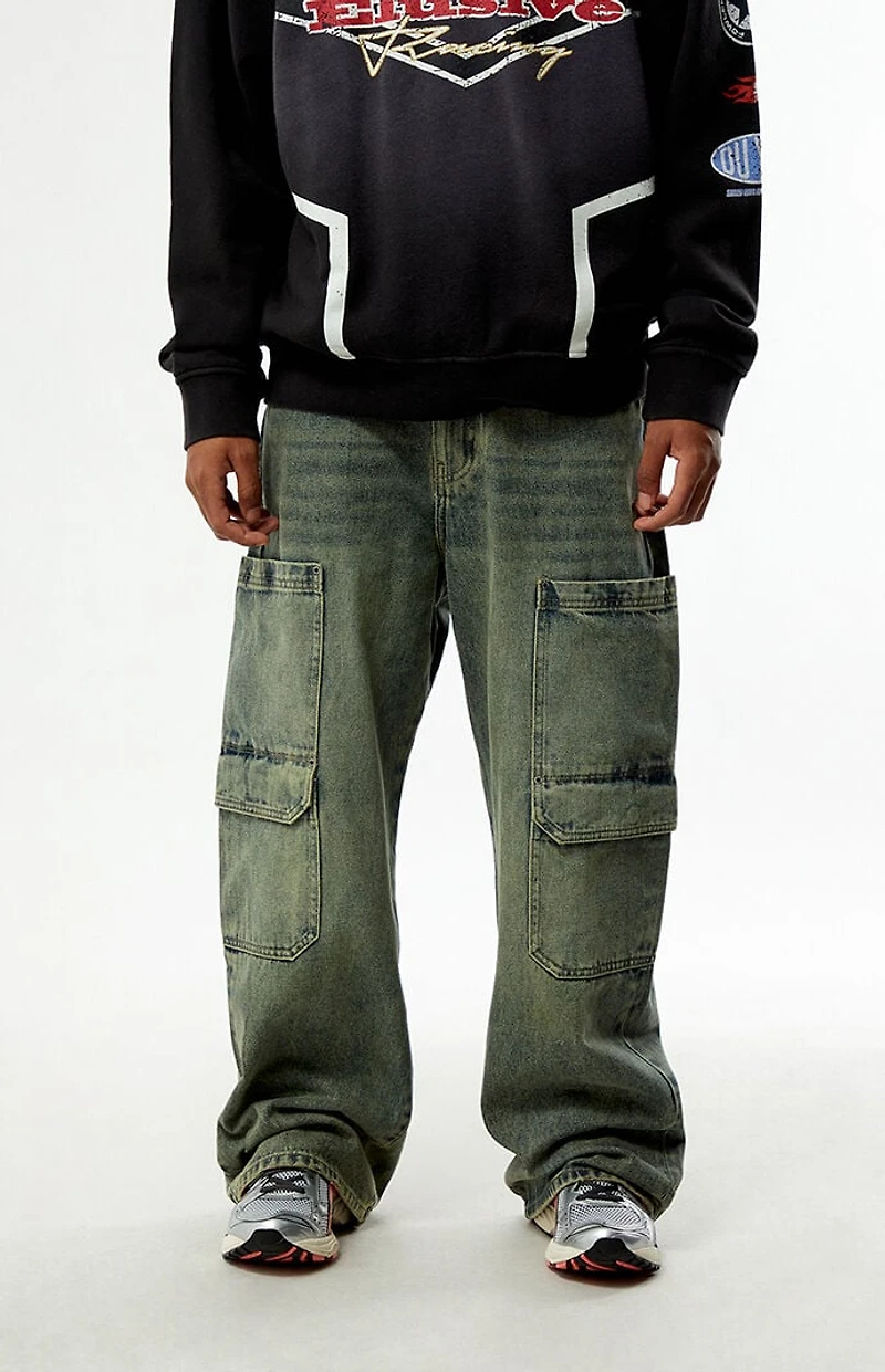 Pacsun Blake Extreme Baggy Jeans Cargo Medium Blue Tint