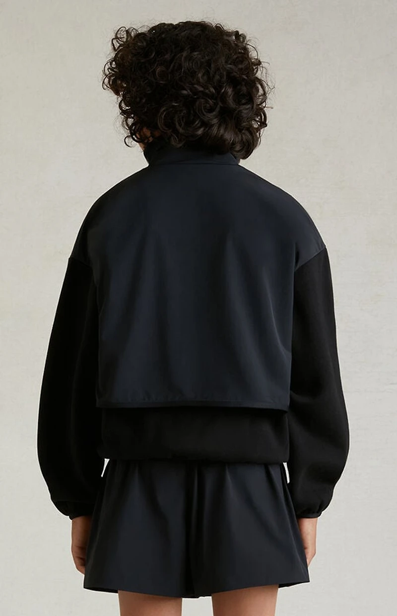 Kids Fear of God ESSENTIALS Black Nylon Fleece Mock Neck Sweatshirt