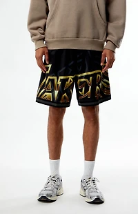 Mitchell & Ness LA Lakers Big Font Mesh Basketball Shorts
