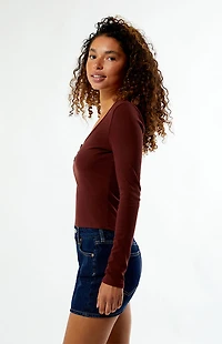 Your Favorite Naomi Scoop Button Long Sleeve Top