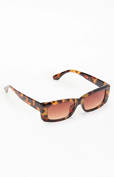 Pacsun Tortoiseshell Chloe Plastic Rectangle Sunglasses