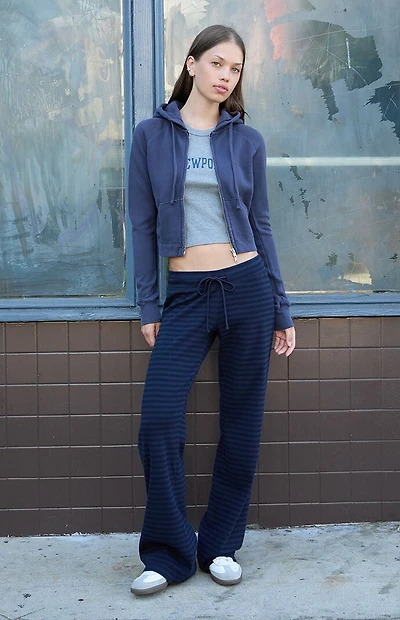 John Galt Blue Hilary Striped Yoga Baggy Sweatpants
