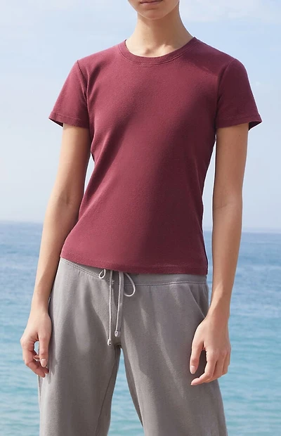 John Galt Burgundy Loreen Short Sleeve Top