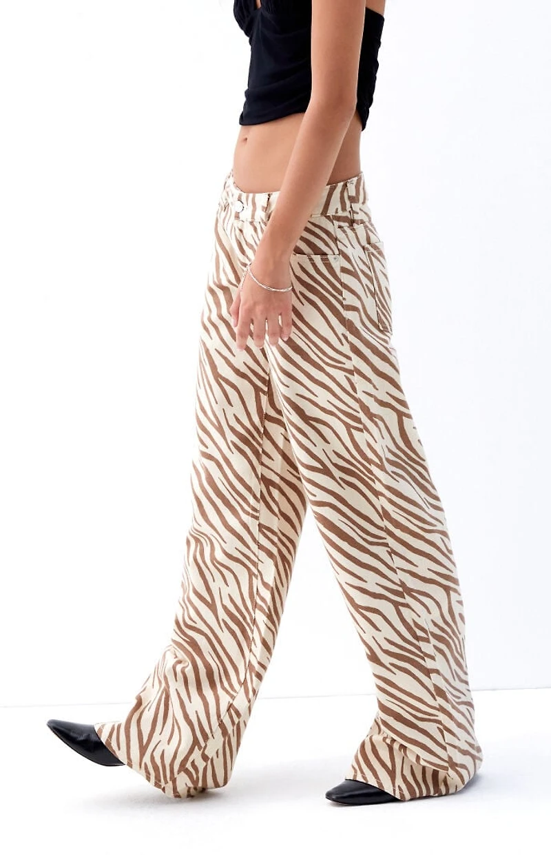 Pacsun Casey Low Rise Baggy Jeans Zebra Print