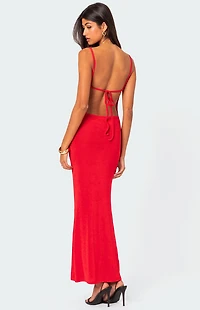 Edikted Clea Open Back Maxi Dress