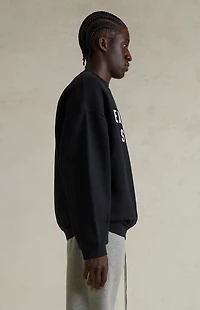 Fear of God ESSENTIALS Jet Black '90s Fit Fleece Crew Neck Sweatshirt