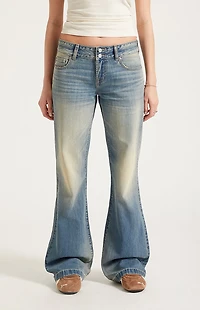 Pacsun Jade Low Rise Bootcut Jeans Button Pocket Light Blue