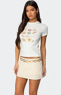 Edikted Seashells Graphic T-Shirt