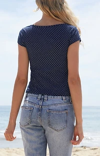 John Galt Ella Polka Dot Short Sleeve Top
