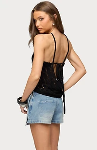 Edikted Mae Open Back Sequin Crochet Top