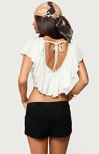 Edikted Deena Ruffled V Neck Top
