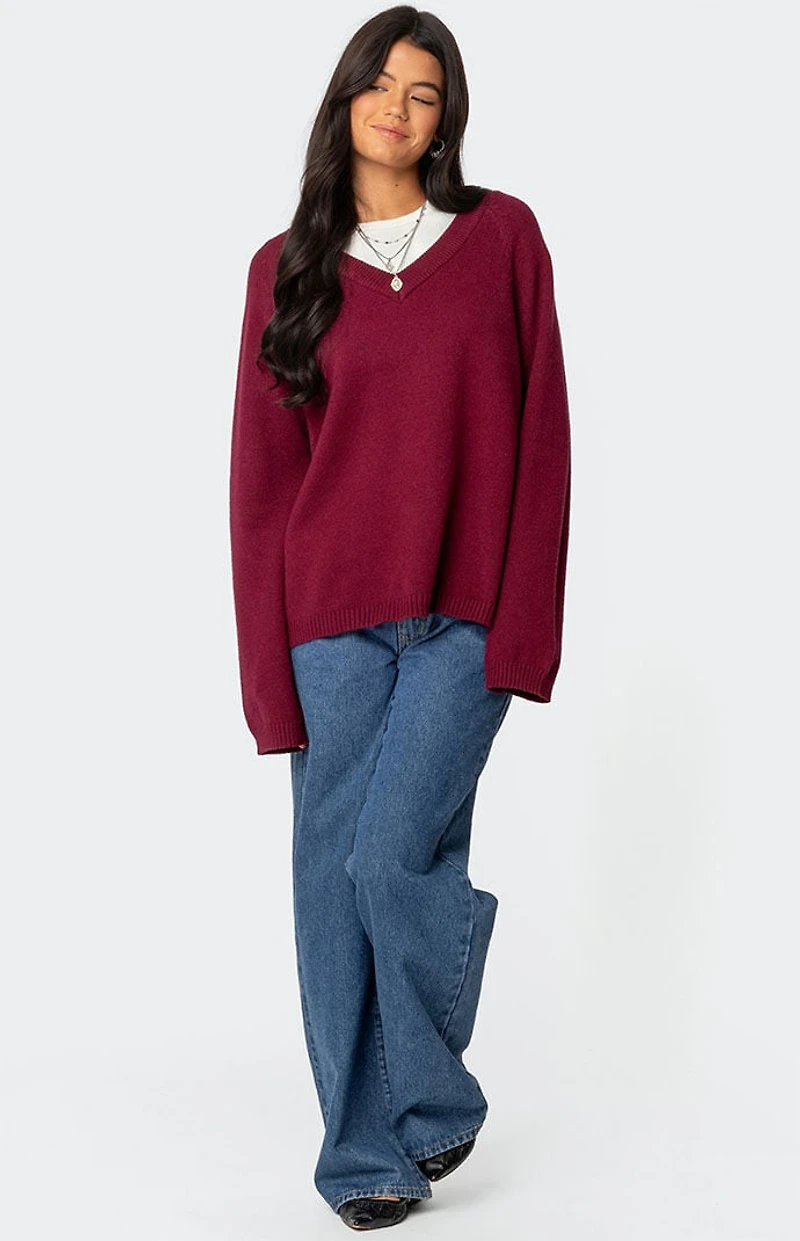 Edikted Martha Oversized V Neck Sweater