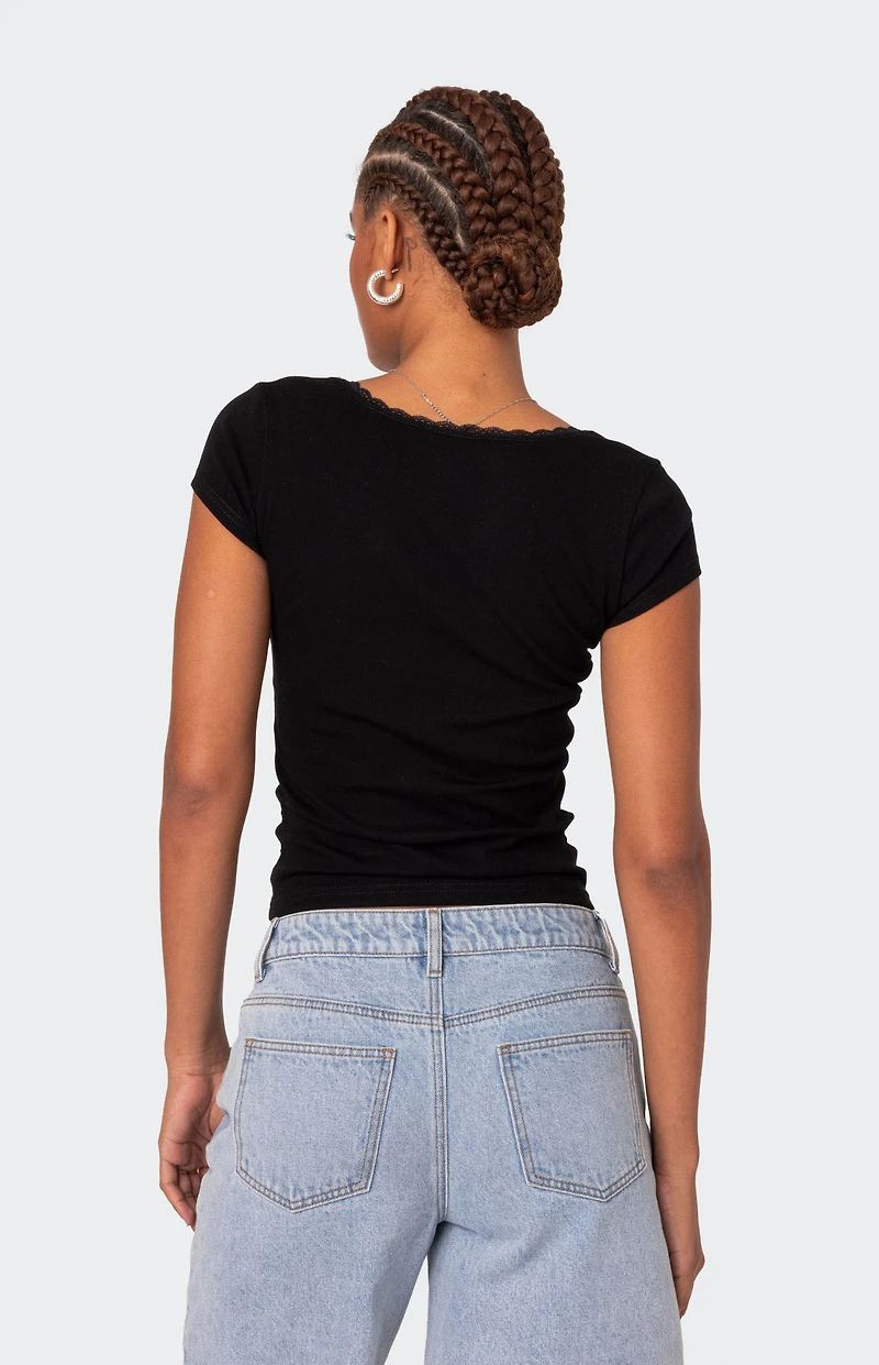 Edikted Priscilla Lace Trim Shirt