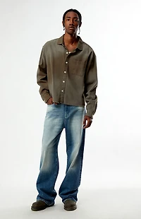 Pacsun Pike Washed Cropped Long Sleeve Work Shirt