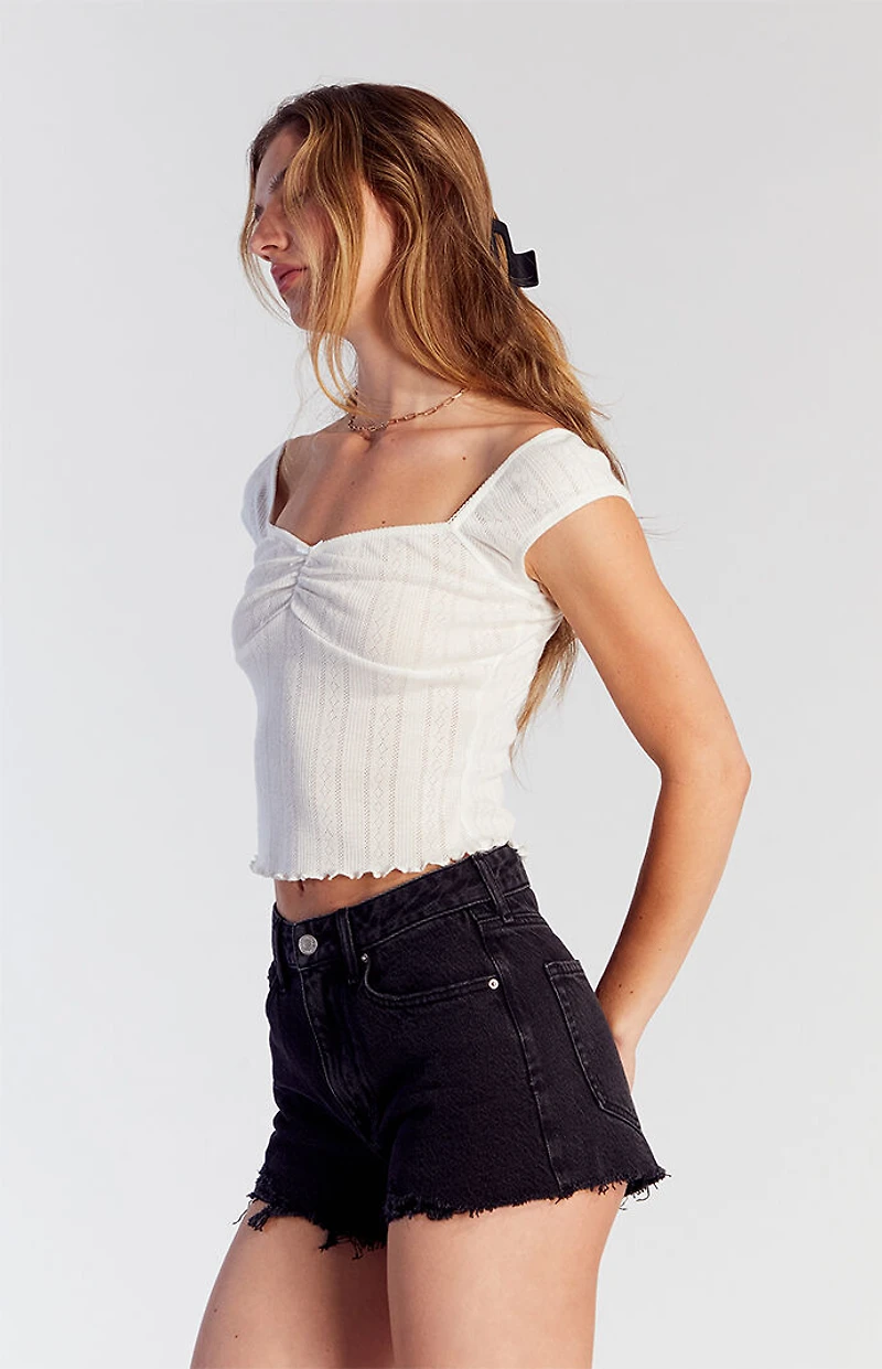 Pacsun Black Frayed Ripped High Waisted Denim Festival Shorts