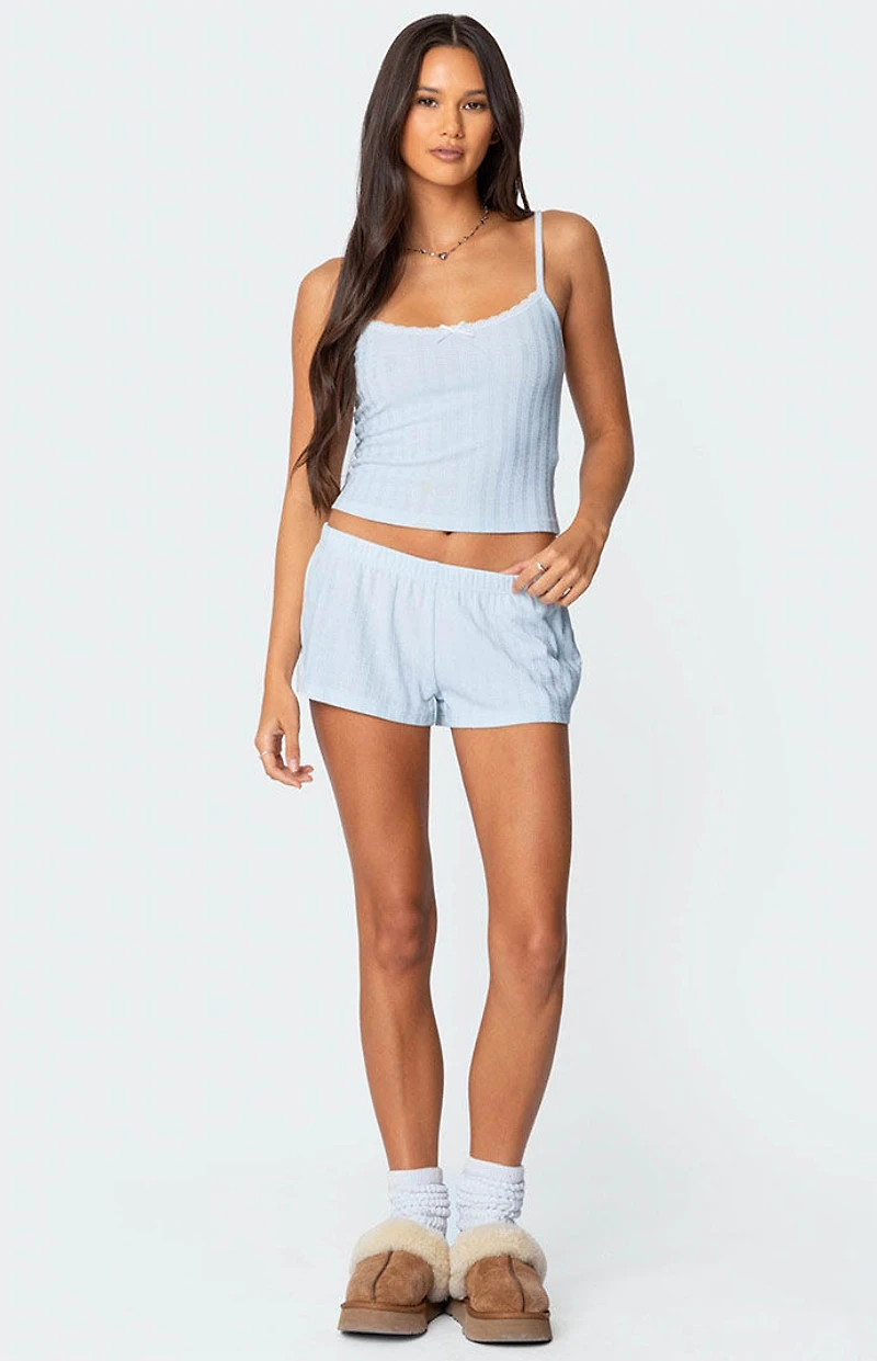 Edikted Irene Low Rise Pointelle Micro Shorts