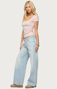 Edikted Layered Lacey Striped T-Shirt