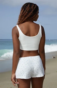 John Galt White Floral Pointelle Keira Pajama Shorts