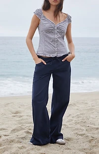 John Galt Blue Plaid Elena Top