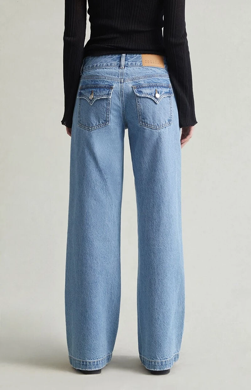 Pacsun Casey Low Rise Baggy Jeans Double Button Medium Indigo