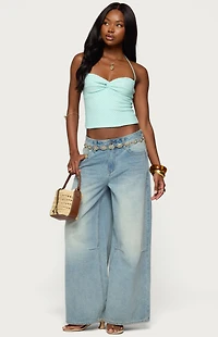Edikted Zoee Twisted Textured Halter Top