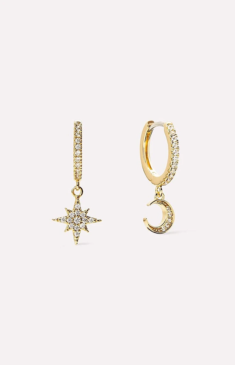 Ana Luisa Celeste Crescent Moon Huggie Hoop Earrings