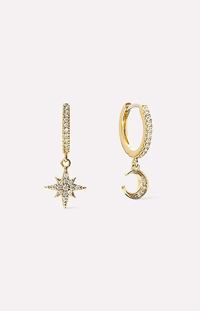 Ana Luisa Celeste Crescent Moon Huggie Hoop Earrings