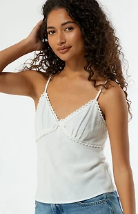 LA Hearts Lace Trim V-Neck Babydoll Tank Top
