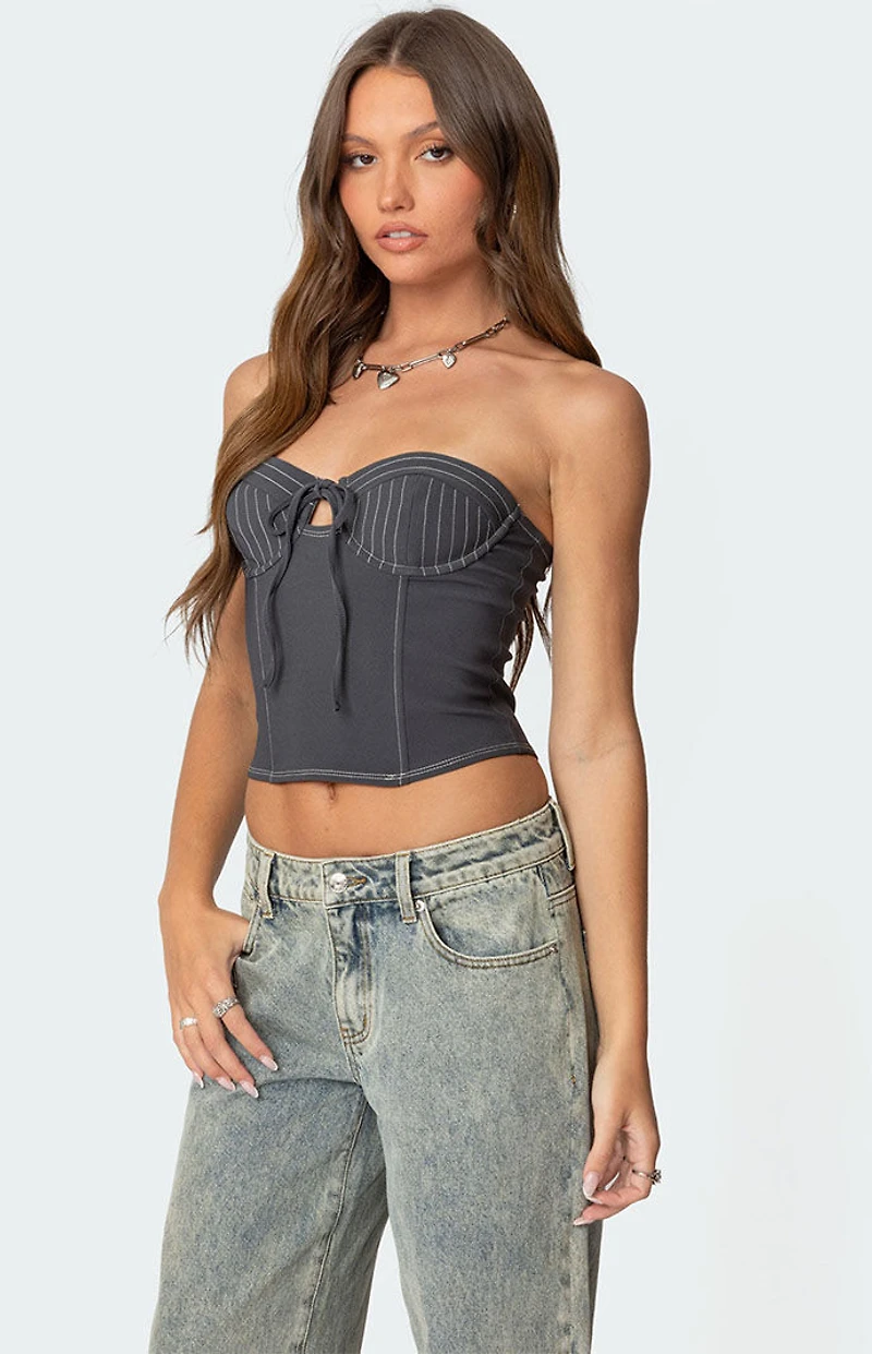 Edikted June Tie Front Strapless Corset
