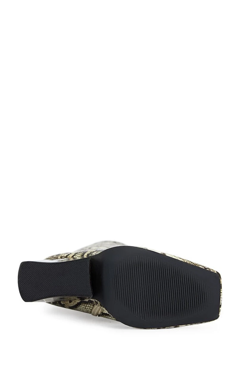 AZALEA WANG Women's Evergreen Snakeskin Block Heel Boots