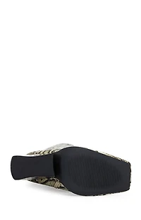 AZALEA WANG Women's Evergreen Snakeskin Block Heel Boots