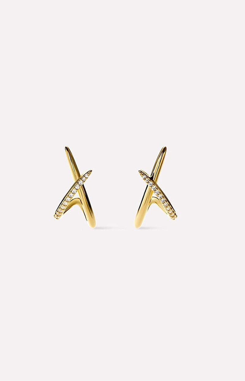 Ana Luisa Sloane Pave Gold Stud Earrings