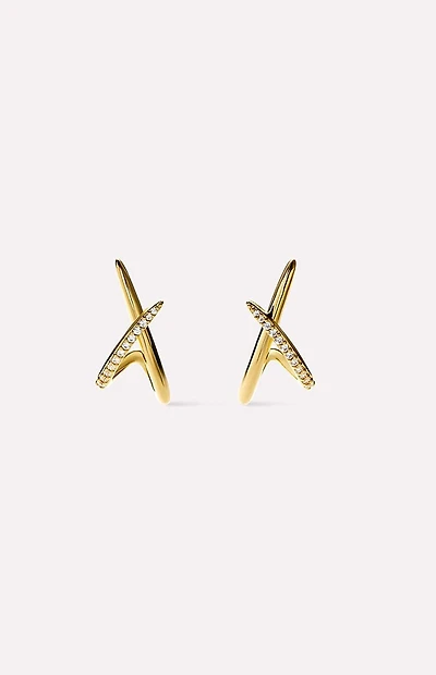 Ana Luisa Sloane Pave Gold Stud Earrings